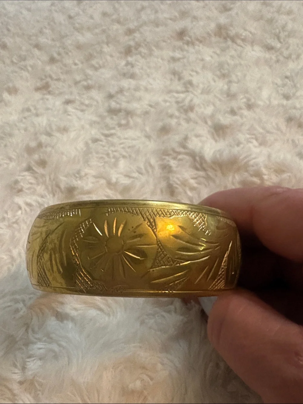 Gold-Tone Floral Engraved Bangle Bracelet